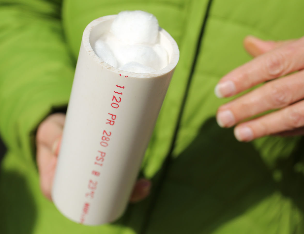 PVC tube with cotton balls